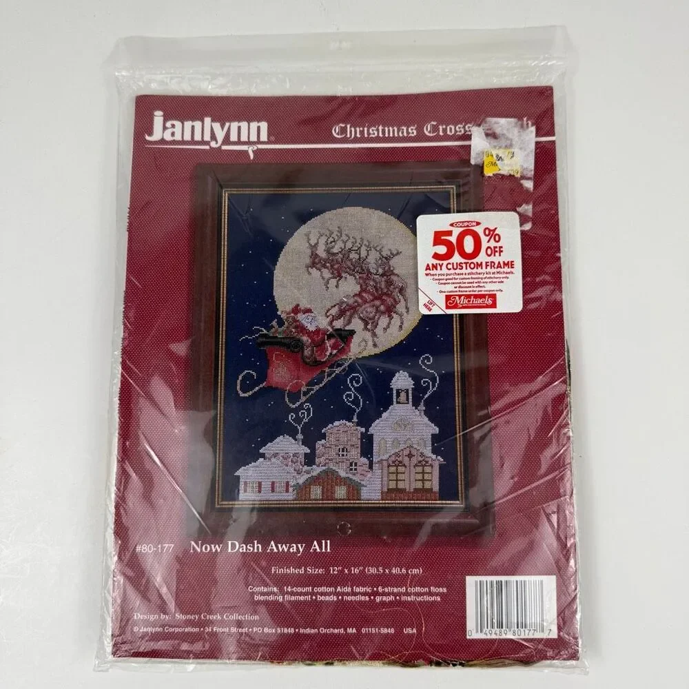Janlynn Now Dash Away All‎ Christmas Counted Cross Stitch #80-177